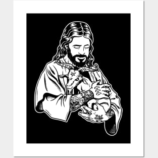 Atheist Jesus Loves Satan Baphomet goat Posters and Art